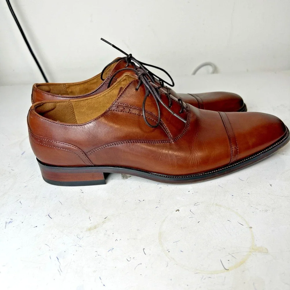 Florsheim Mens Cognac Brown Leather Cap Toe Flexsole Oxfords Size‎ 9.5 M